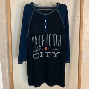 Oklahoma City Thunder Basketball three quarter sleeve Henley